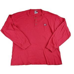 Vintage 90s‎ Tommy Hilfiger Tommy Jeans Henley Shirt Mens XL Red Made In USA
